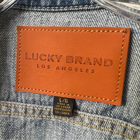 Lucky Brand Raw Hem The Tomboy Trucker Denim Jean Jacket Size Large - Picture 7 of 10